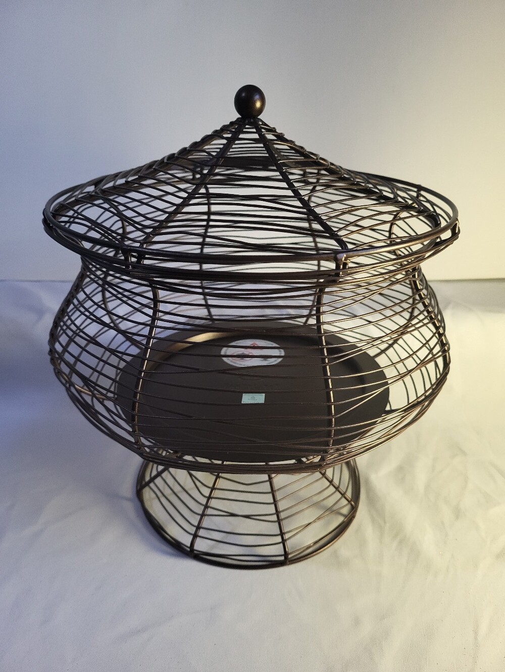 PartyLite Apothecary 3 Wick Candle Holder Wire Basket With Lid